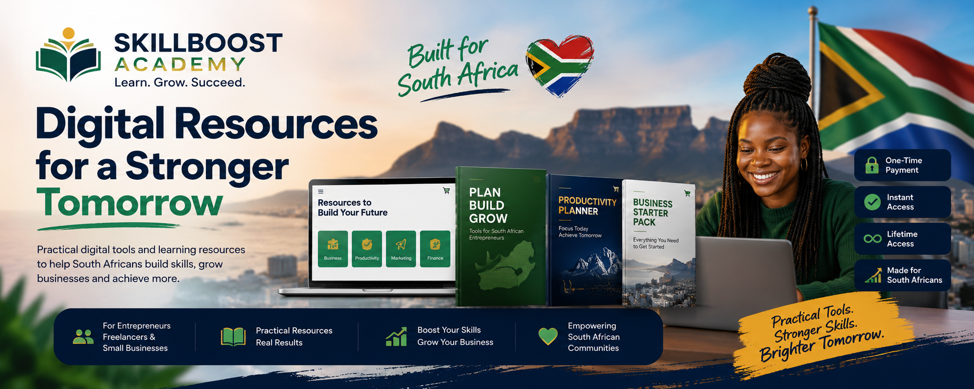 SkillBoost Academy — Digital Resources for a Stronger Tomorrow. Built for South Africa.